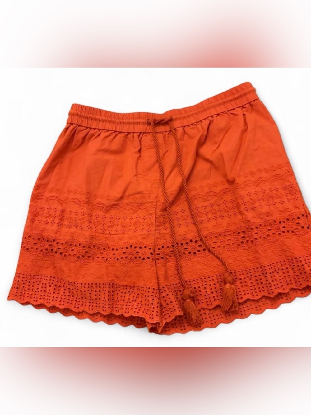 High rise lace Cutout Shorts women’s size 4/small Rust orange pull on bottoms